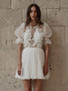Robe de mariée courte col rond manche courte dos nu Robe de mariage civil