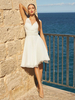 Robe de mariée courte col V sans manches zip sur dps au genou