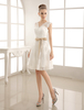 Robe de mariée courte en satin stretch blanche col V longueur au genou zip sur dos Robe de mariage