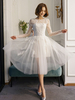 Robe de mariée courte en tulle blanche manche longue en dentelle longueur au genou Robe de mariage