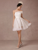 Robe de mariée courte ivoire en satin une épaule longueur au dessus de genou robe de mariage