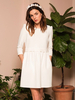 Robe de mariée courte robe de mariage civil col rond3/4 manches zip sur dos