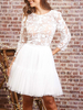 Robe de mariée courte robe de mariage Top col rond manche longue en dentelle jupe courte