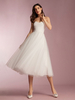 Robe de mariée courte sans bretelles sans manches longueur thé