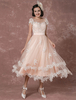 Robe de mariée courte Vintage Illusion dos nu Lace Applique thé longueur réception a-ligne Milanoo