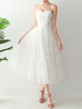 Robe De Mariée Courte2021 Une Ligne Chérie Cou Sans Manches Thé Longueur Naturel Taille Tulle Robes De Mariée