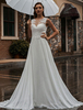 Robe de mariée décolletée en dentelles dos creusant des fleurs Robe mariée coupe cintrée jupe évasée
