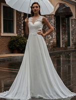 Robe de mariée décolletée en dentelles dos creusant des fleurs Robe mariée coupe cintrée jupe évasée