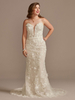 Robe de Mariée Dentelle Femme en Mousselines Imprimés Florals avec Epaules Dénudées sans Manches Coupe Cintrée à Traîne Unicolore Simple
