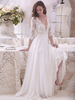 Robe de mariée dentelle robe mariage classique col V manche 3/4 à traîne