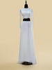 Robe de mariée deux pièces en mousseline de soie découpée avec col bijou et traîne robe de mariée deux pièces avec boutons fonctionnels et manches longues longueur 20 cm ivoire