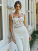 Robe de mariée deux pièces en tissu satiné et dentelle col carré deux pièces longueur au sol lacets sans manches ivoire