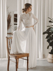 Robe de mariée deux pièces Haut et pantalon col montant manche longue boutonné sur dos