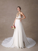 Robe de mariée en chiffon ivoire avec perles à traîne chapelle Milanoo