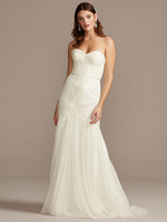 Robe de mariée en dentelle à traîne robe mariée bustier sans bretelles à paillettes