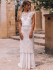 Robe de mariée en dentelle 2021 gaine bijou cou sans manches longueur de plancher retour creuser la robe de mariée