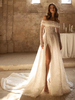 Robe de mariée en dentelle avec traîne ligne a sans manches en tissu satiné col bateau robes de mariée