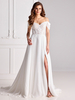 Robe de mariée en dentelle col en cœur manches courtes avec traîne robes de mariée en mousseline