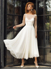 Robe de mariée en dentelle ivoire manche longue transparent dos en V longueur cheville Robe de mariage
