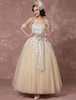 Robe de mariée en dentelle Robe couleur en champagne Robe de mariée avec haussement d\