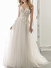 Robe de mariée en dentelle robe de mariage col V à bretelle décolleté boutonné sur dos à traîne courte