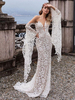 Robe de mariée en dentelle robe de mariée sirène col en V manches longues robes de mariée sexy