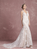 Robe de mariée en dentelle sans manches train champagne bretelles sirène dos nu perlée nuptiale Milanoo