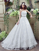 Robe de mariée en dentelle Tulle a-ligne dos nu tribunal traîne
