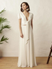 Robe de mariée en deux pièces Col en V A-ligne Longueur ras du sol Dos nu Manches courtes Ivoire