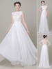 Robe de mariée en mousseline 2022 Bateau dentelle satin Longueur plancher Robe de mariée d