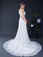 Robe de mariée en mousseline de soie en dentelle Straading Strapls Court Train A-line Robes de mariée en été 2021