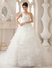 Robe de mariée en organza ivoire à volants et une épaule Milanoo