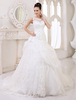 Robe de mariée en organza ivoire avec pan latéral à traîne chapelle Milanoo