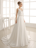 Robe de mariée en satin de soie stretch avec perles col à revers Milanoo