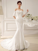 Robe de mariée en satin ivoire avec applique de col coeur et traîne chapelle Milanoo