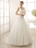 Robe de mariée en tulle ivoire avec perles de col V