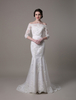 Robe de mariée exquise sirène en dentelle ivoire avec traîne Milanoo