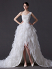 Robe de mariée fabuleuse A-ligne en organza et fleur encolure en coeur traîne chapelle