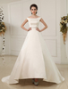 Robe de mariée fabuleuse A-ligne ivoire col bateau en satin avec perles Milanoo