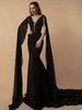 Robe de mariée gothique robe de soirée sirène col V plongeant laçage sur dos à traîne