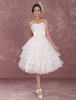 Robe de mariée gracieuse A-ligne ivoire en organza multicouche effet encolure coeur Milanoo