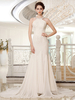 Robe de mariée gracieuse fourreau ivoire à licou en chiffon brodée Milanoo