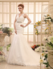 Robe de mariée gracieuse sirène en tulle ivoire avec applique col V traîne chapelle Milanoo