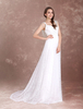 robe de mariée hobo plage jardin col V A-ligne Avec traîne sans manches détail zip en satin de soie stretch en dentelle avec jupon