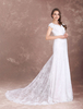 robe de mariée hobo plage jardin col V sirène Avec traîne manches courtes détail zip en satin de soie stretch en dentelle