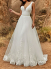 Robe De Mariée Intage Avec Train Col V Sans Manches Boutons Lycra Spandex Robe De Mariée En Tulle Ivoire