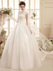 Robe de mariée ivoire à boule avec perles de col roulé longueur plancher Milanoo