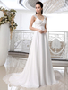 Robe de mariée ivoire avec applique de col V à traîne