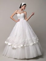 Robe de mariée ivoire bustier avec dentelle longueur plancher Milanoo