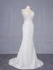 Robe de mariée ivoire sans manches dos nu taille naturelle dentelle polyester avec train longues robes de mariée